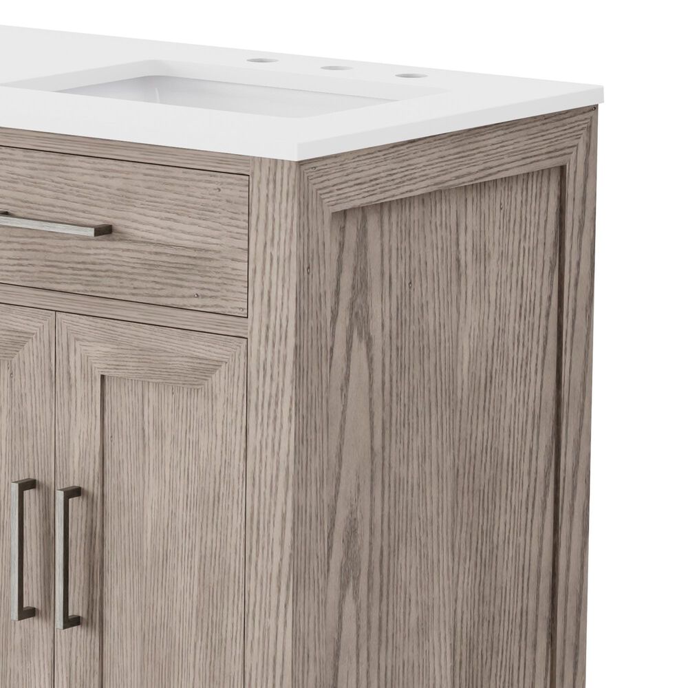 Lexora Home Abbey 60" Double Bathroom Vanity in Grey Oak with 2 cm White Cultured Marble Top and Rectangular Sinks, , large