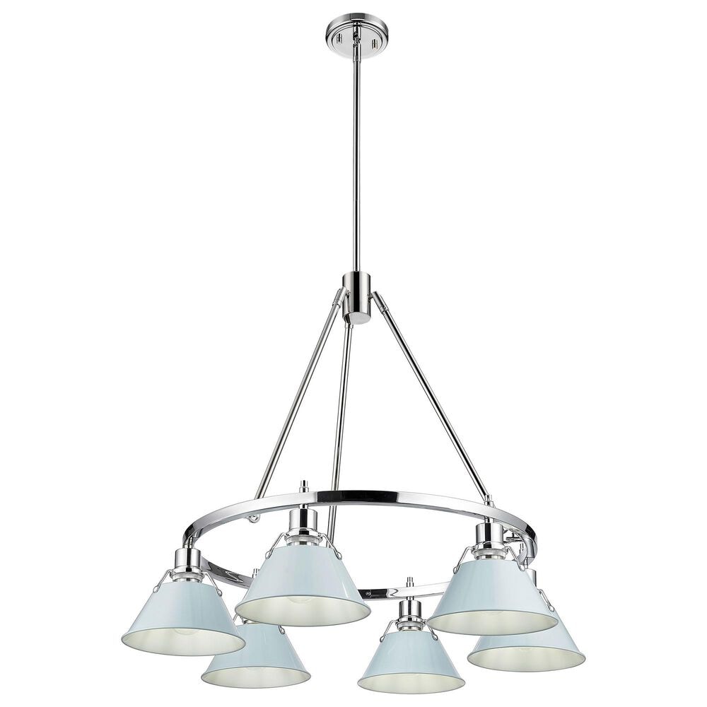 Golden Lighting Orwell 6-Light Chandelier with Dusky Blue Shade in Chrome, , large