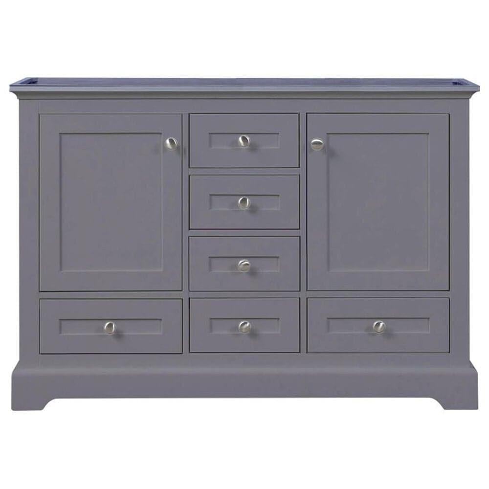 Lexora Home Dukes 48&quot; Double Bathroom Vanity in Dark Grey with 2 cm White Quartz Top and Rectangular Sinks, , large