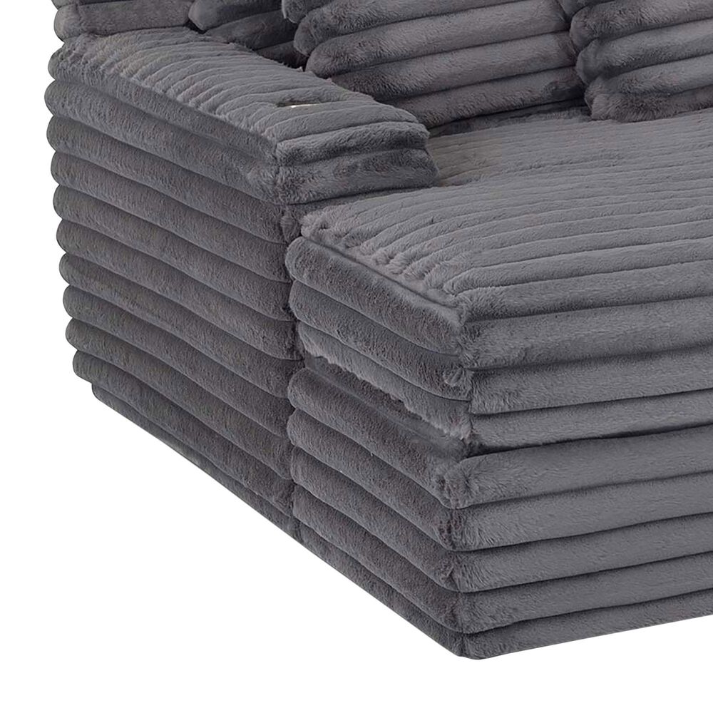 Moore Furniture Bellini Chaise Lounger with Cupholders in Cloud Dark Gray, , large