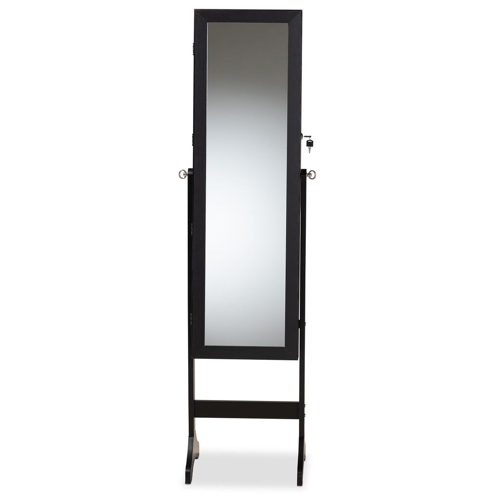 Baxton Studio Ryoko Jewelry Armoire with Mirror in Black NFM