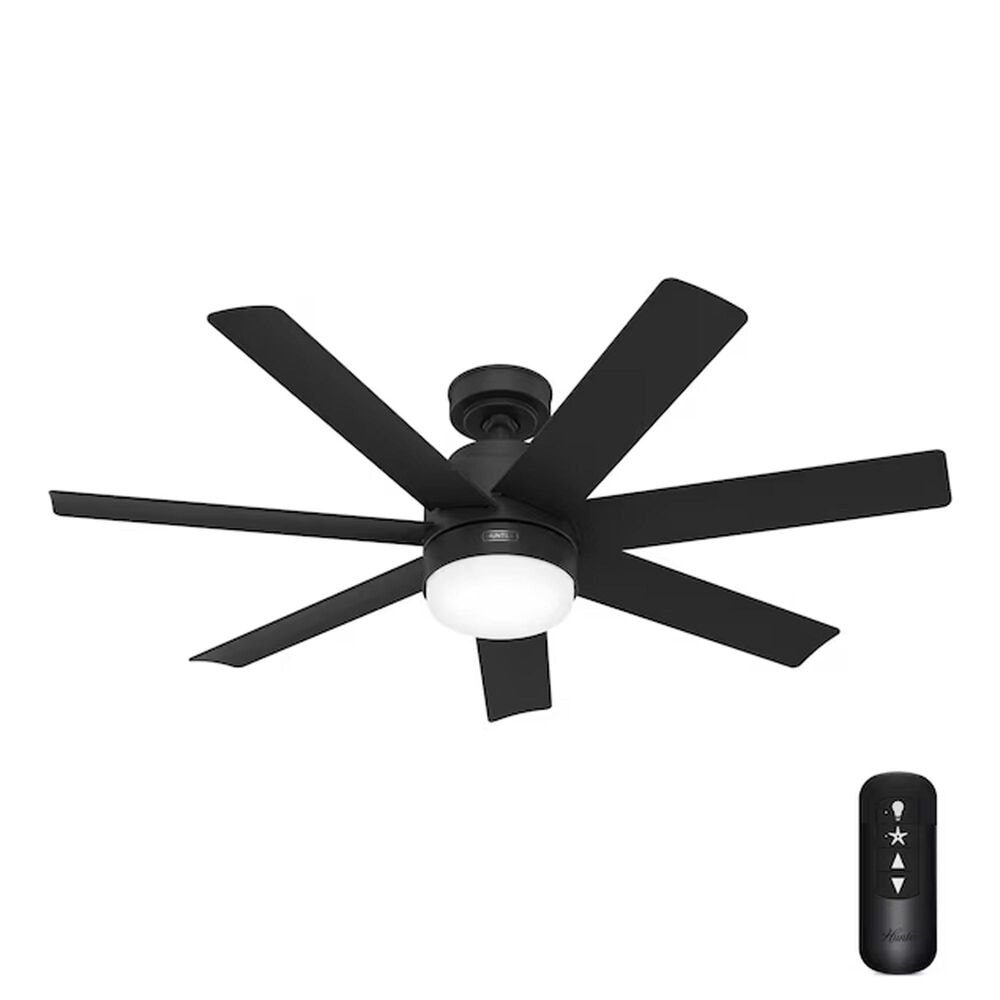 Hunter Brazos 52" Integrated LED Indoor/Outdoor Ceiling Fan with Light and Remote in Matte Black, , large