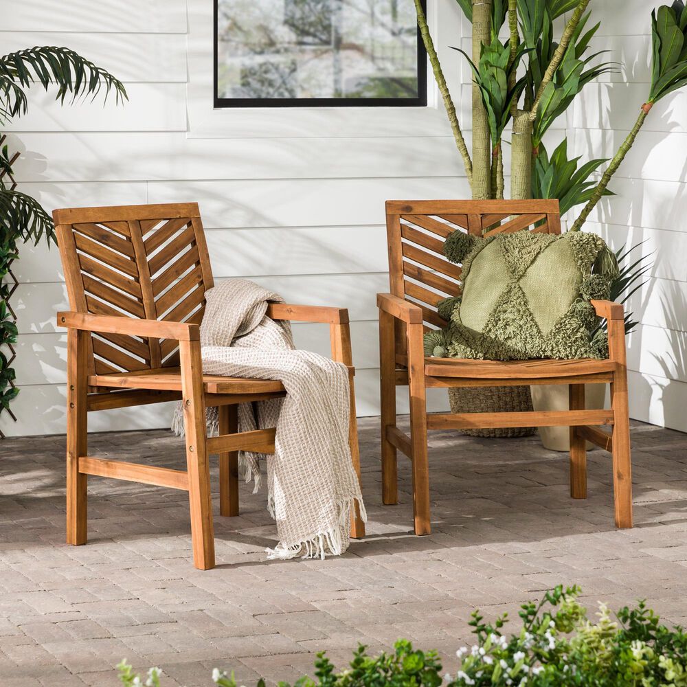 Walker Edison Vincent Patio Chair in Brown &#40;Set of 2&#41;, , large