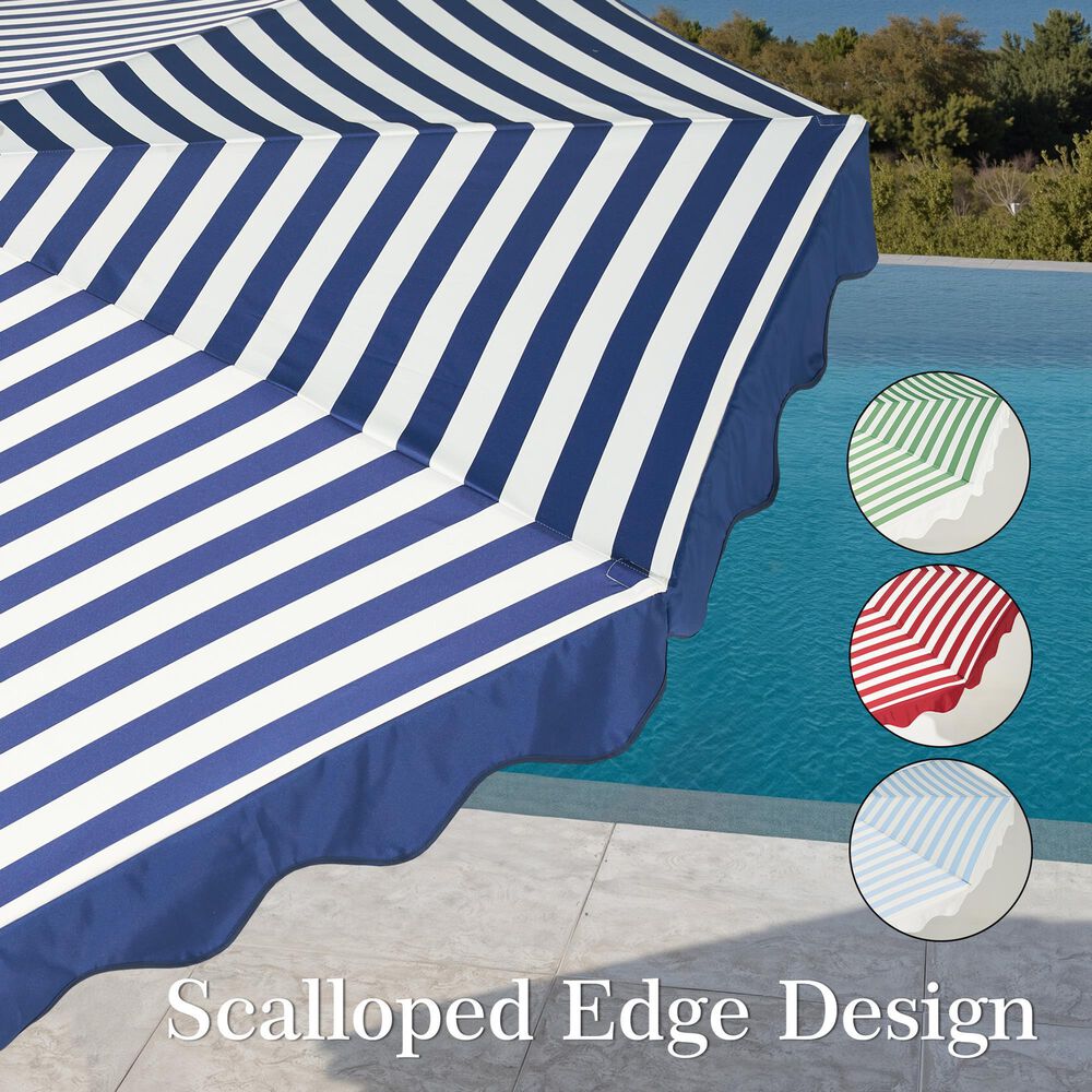 HOMLUX 10' Patio Umbrella with Adjustable Tilt and Scalloped Edge in Dark Blue, , large
