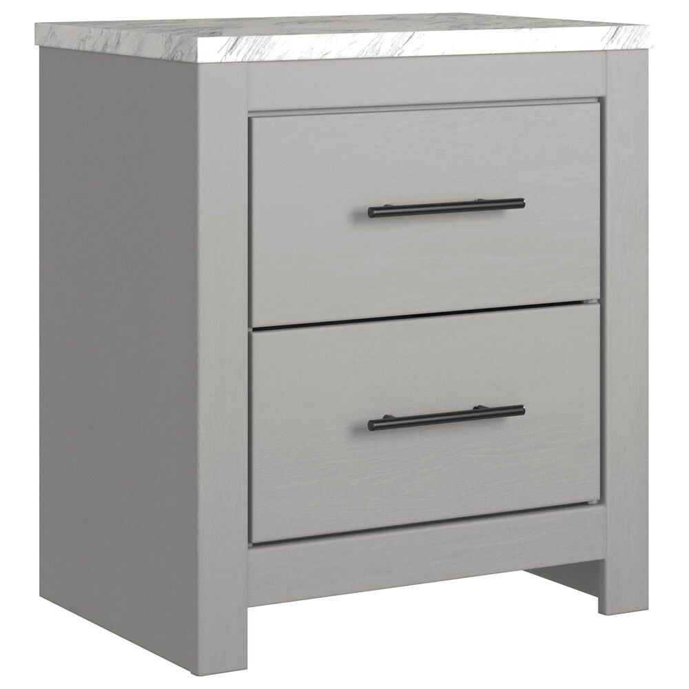 Ashley Cottonburg 2 Drawer Nightstand in Light Gray and White, , large