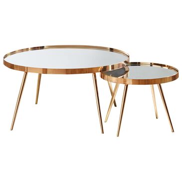 Pacific Landing Sophia Mirror Top Nesting Coffee Table Set in Gold (Set of 2), , large