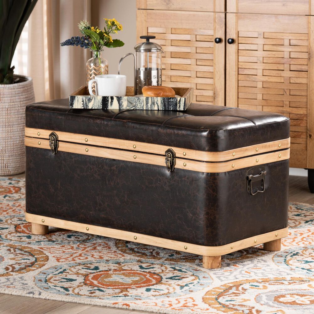 Baxton Studio Gendry Storage Ottoman in Dark Brown, , large