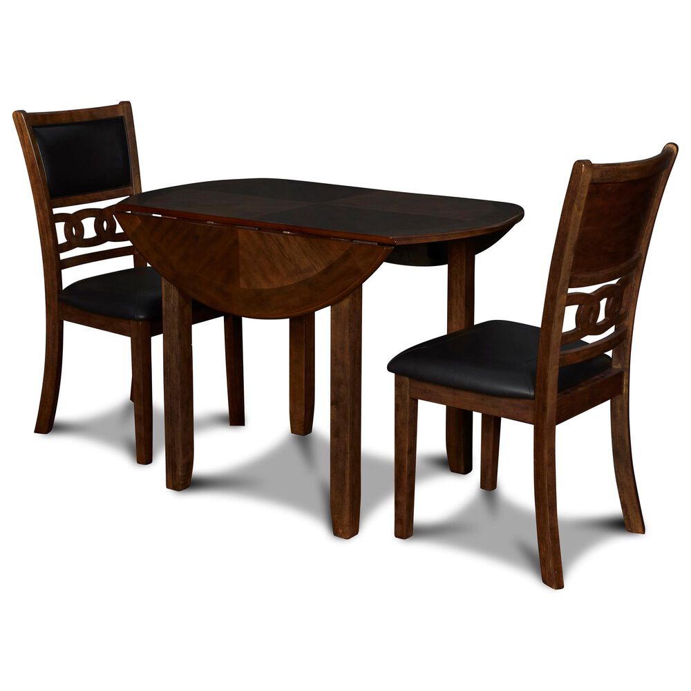 New Heritage Gia 3-Piece Round Drop Leaf Dining Set in Warm Brown, , large