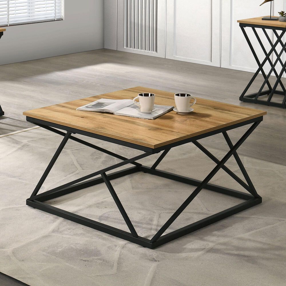 Furniture of America Wheaton 3-Piece Table Set in Natural and Black, , large