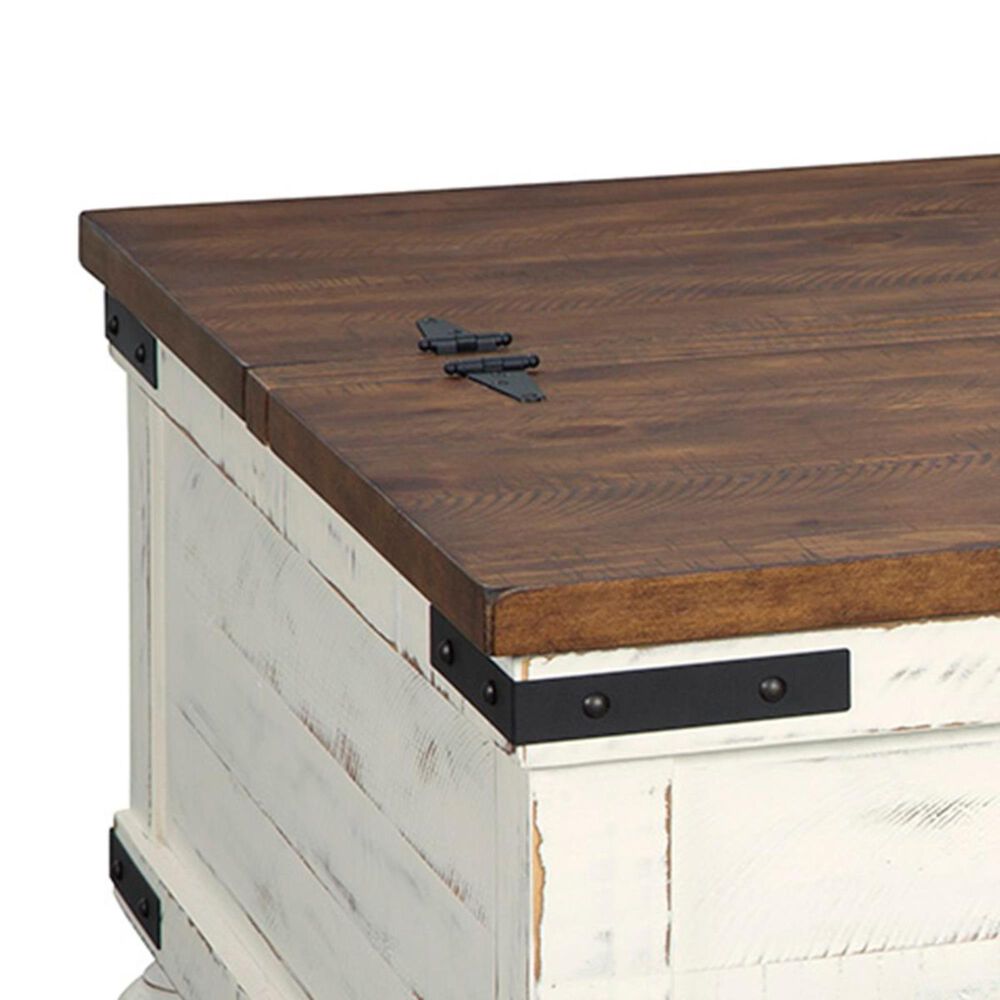 Ashley Wystfield Lift Top Cocktail Table in Vintage White and Warm Brown, , large