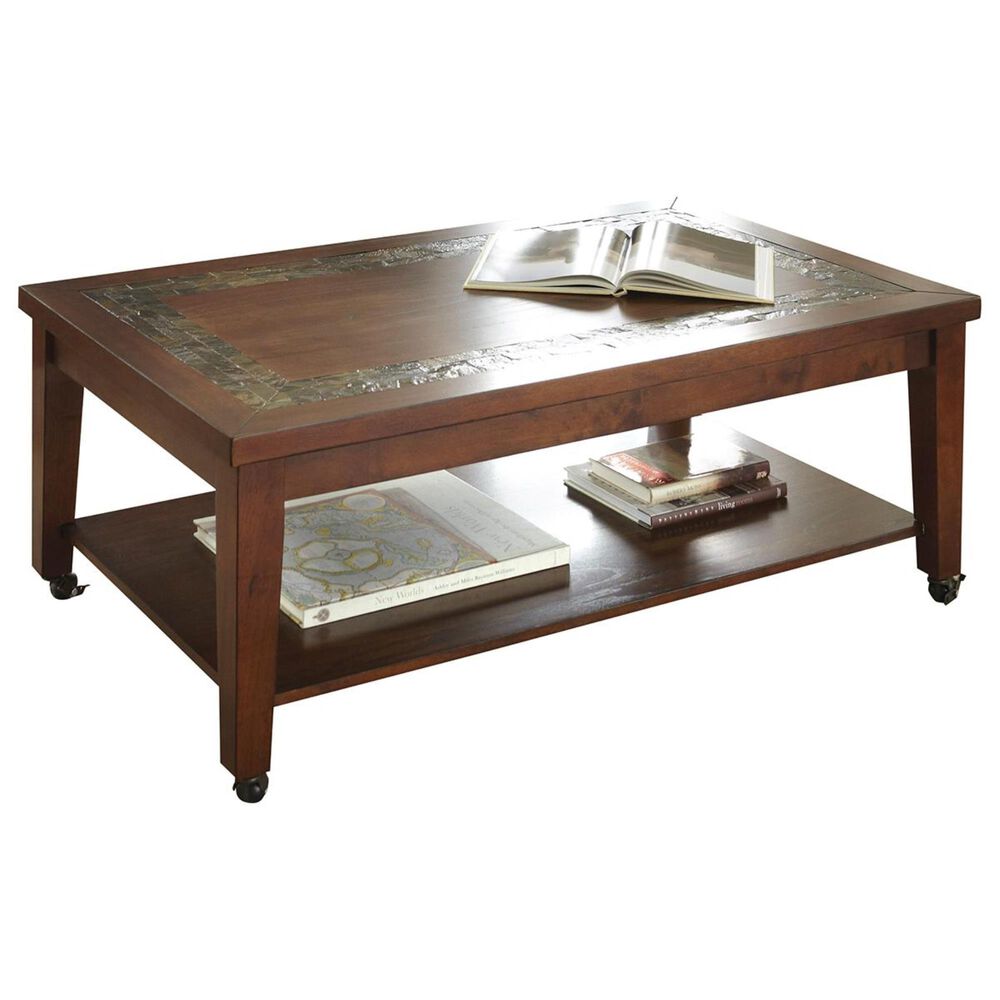 Crystal City Davenport Cocktail Table in Dark Merlot and Oak, , large