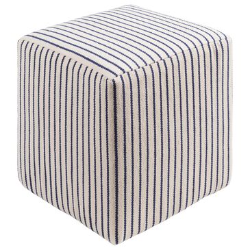 Surya Matchford Pouf in Cream/Navy, , large