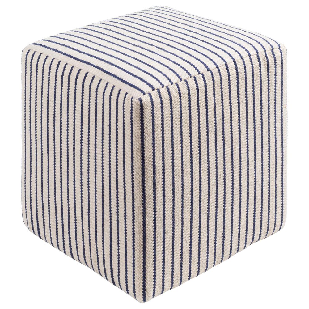 Surya Matchford Pouf in Cream/Navy, , large