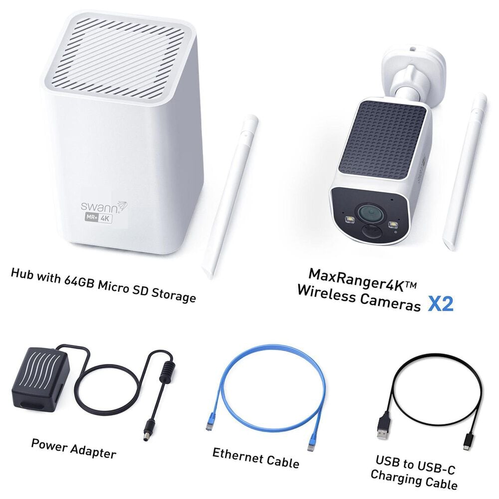 Swann MaxRanger4K Solar 2 Camera Security System in White, , large
