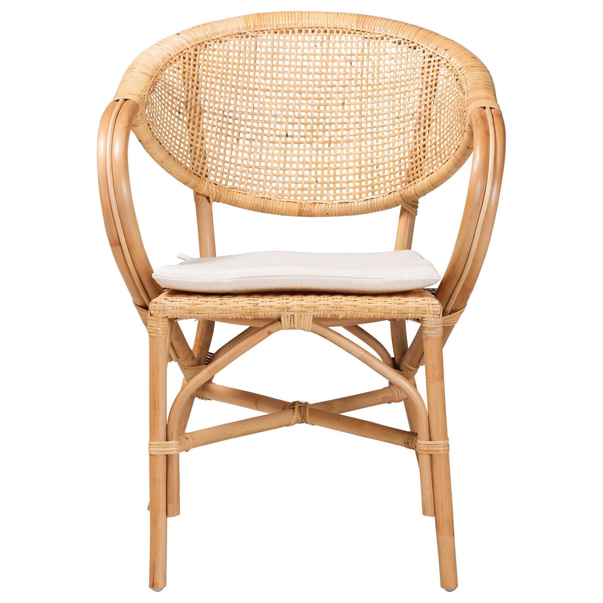Baxton Studio Varick Arm Chair in Natural Brown