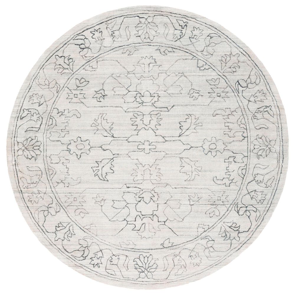 Surya Hightower 8" Round Cream, Charcoal and Gray Area Rug, , large