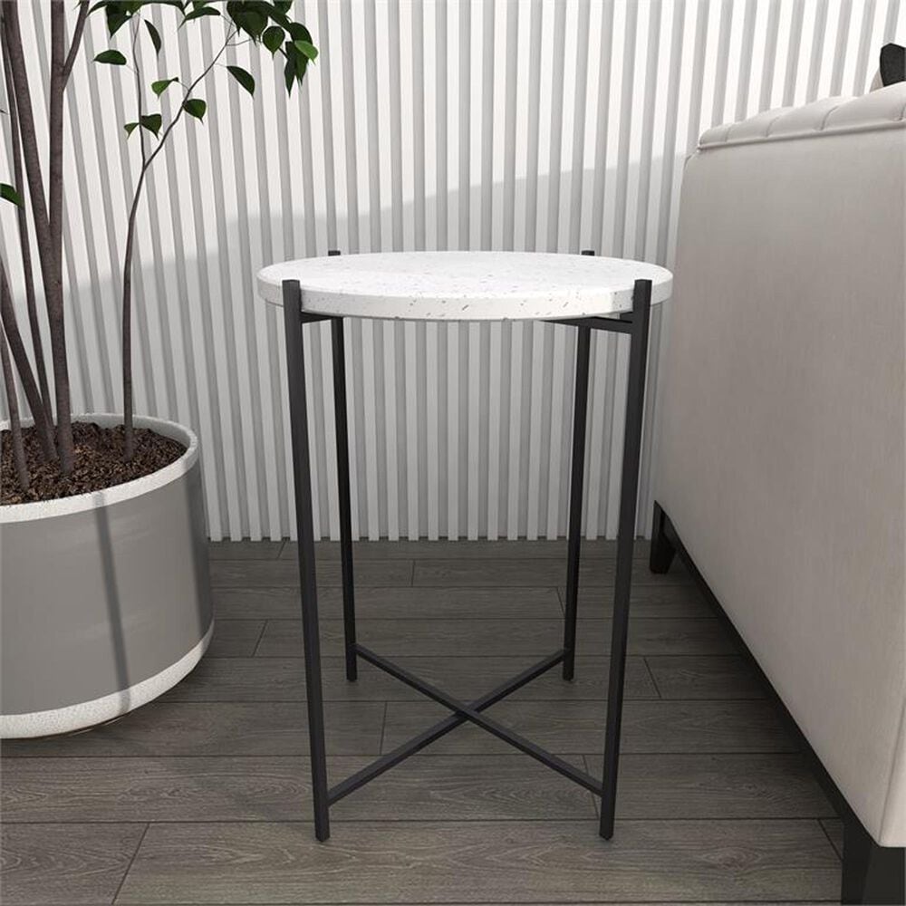 Maple and Jade Round End Table in Black and White, , large