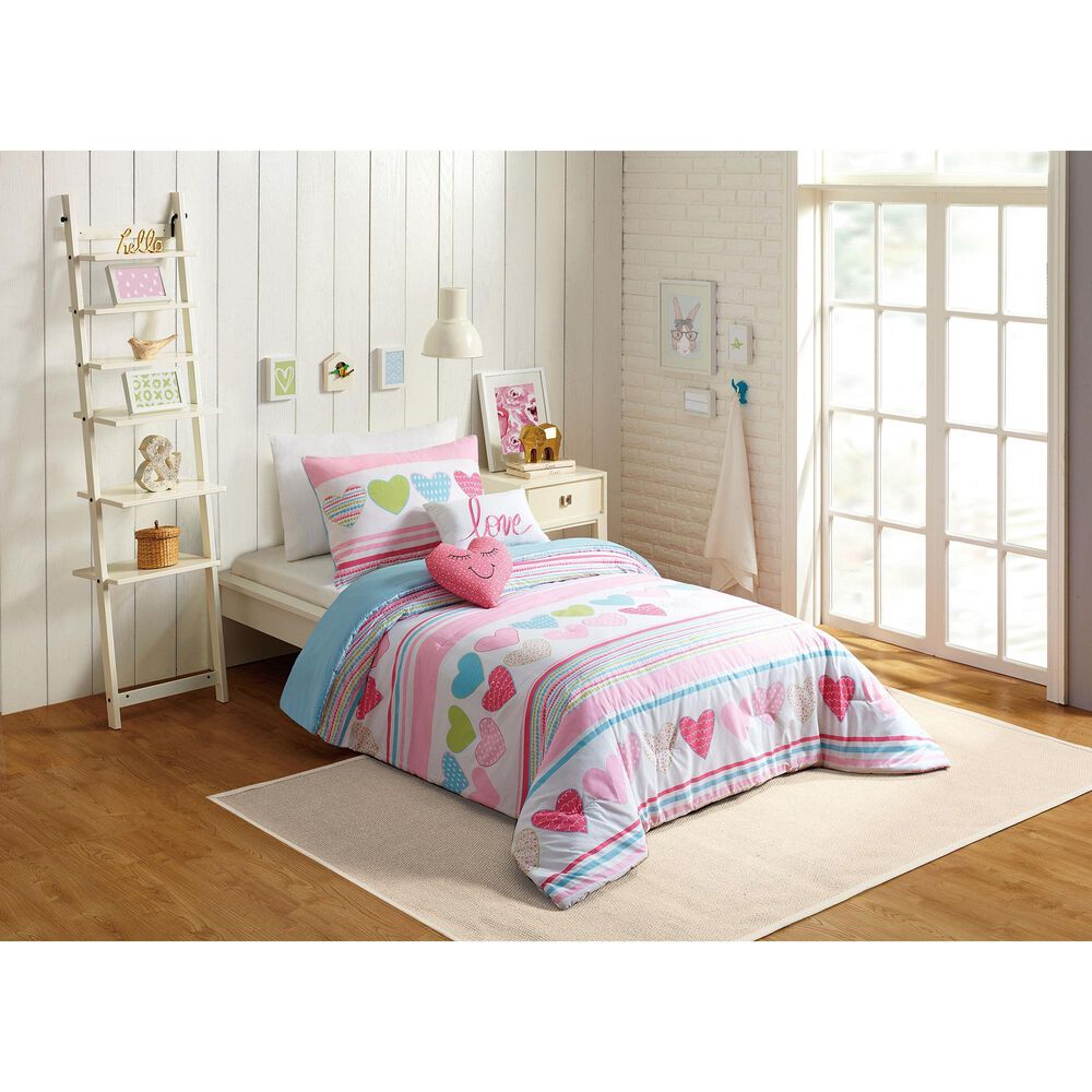 Peking Handicraft Daphne 4-Piece Twin Comforter Set in Pink, , large