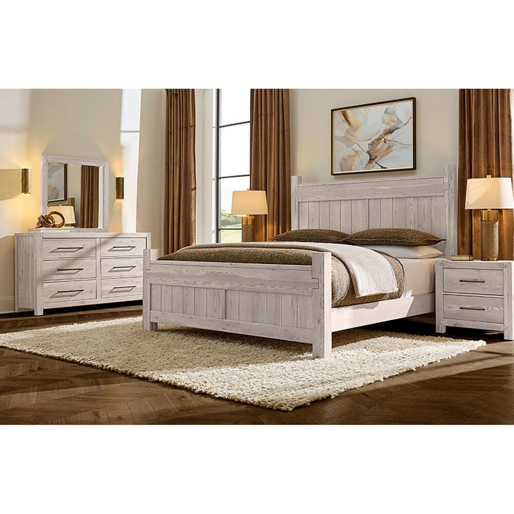 Viceray Collections Joinery Queen Poster Bed in White Washed Oak, , large