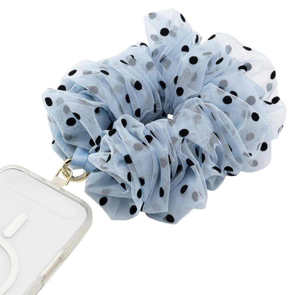 PopSockets Scrunchie Wristlet in Polka Dot Tulle Blue, , large