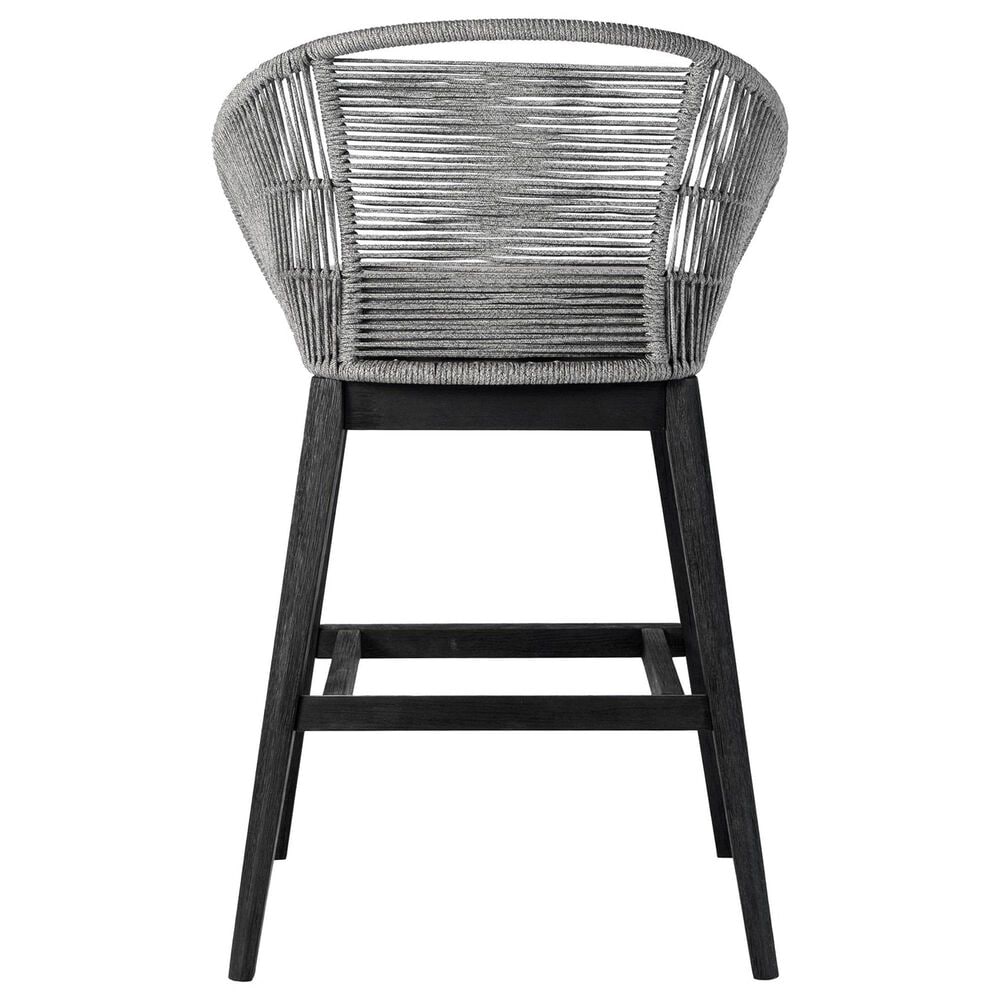 Armen Living Tutti Frutti Patio Bar Stool with Light Gray Cushion in Black, , large