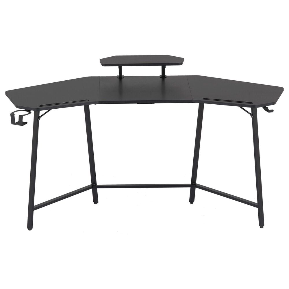 Rta Products Llc U-Shaped Gaming Desk with Shelf and Tablet Holder in Black, , large