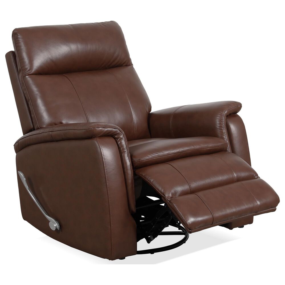 Oxford Furniture Leather Swivel Glider Recliner in Madrid Pecan, , large