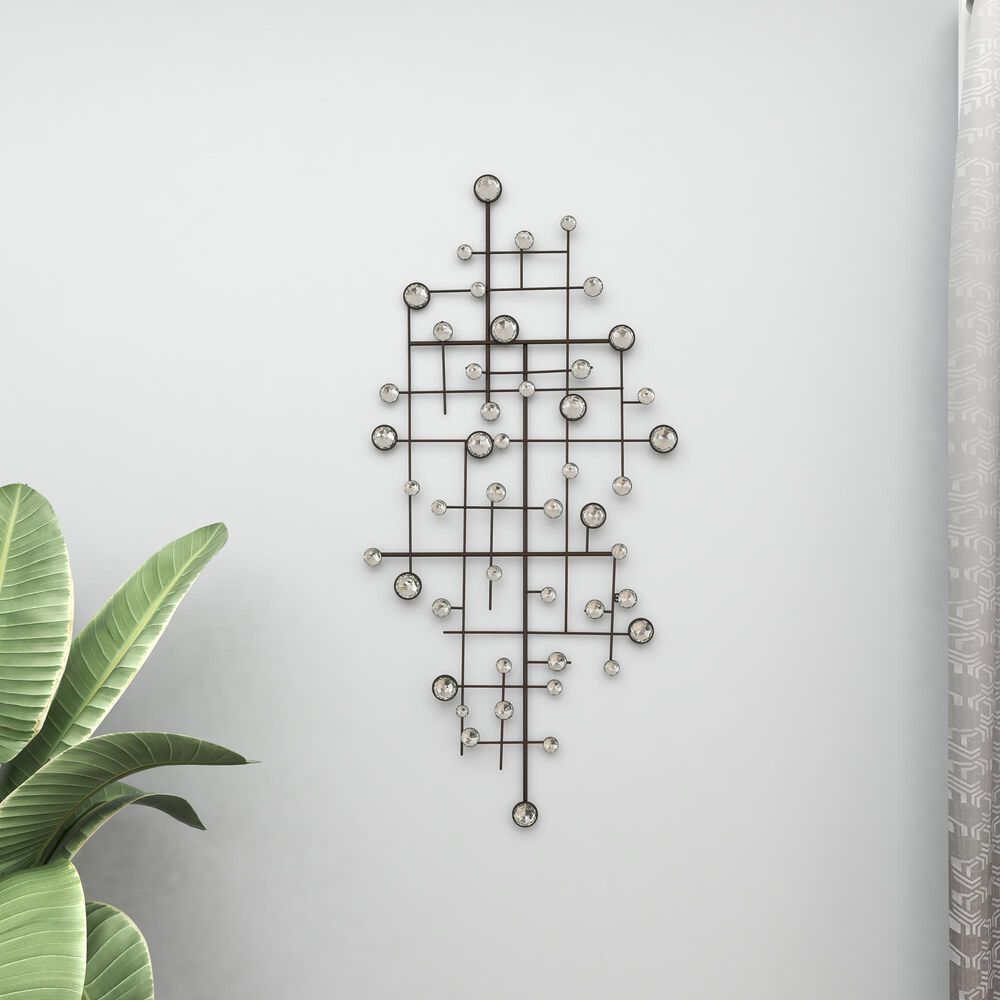 Maple and Jade 20&quot; x 42&quot; Glam Abstract Wall Decor in Matte Taupe and Silver, , large
