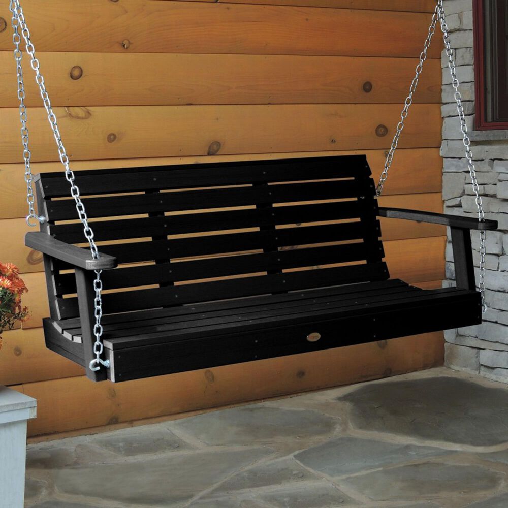 Highwood USA Weatherly 4" Porch Swing in Black, , large