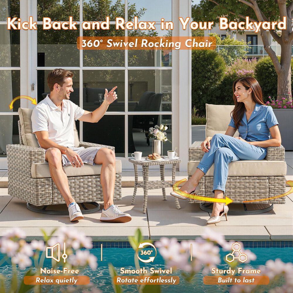 HOMLUX 10-Piece Modular Patio Conversation Set in Denim Beige, , large