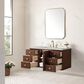 James Martin Vanities Amberly 48" Single Bathroom Vanity in Mid-Century Walnut with 3 cm Victorian Silver Quartz Top and Rectangular Sink, , large