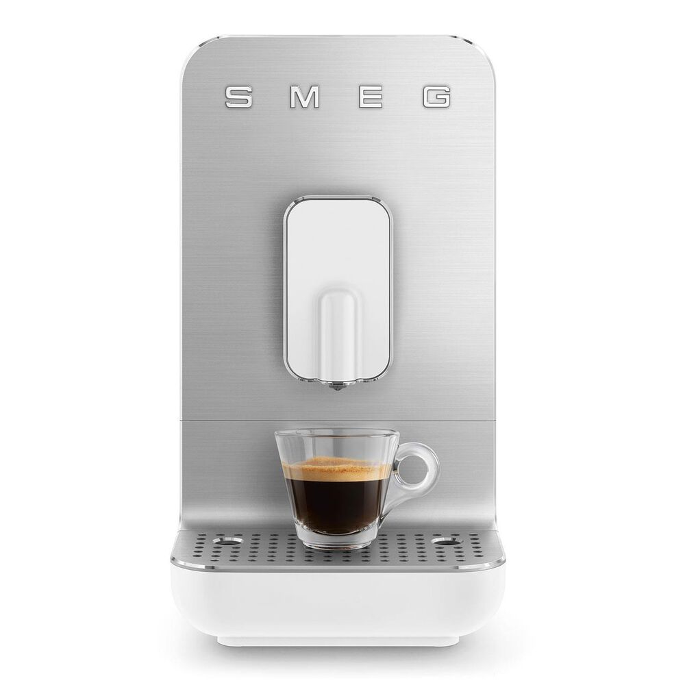 SMEG 47.34 Oz Fully Automatic Coffee Machine in Matte White and Smoky Grey, , large
