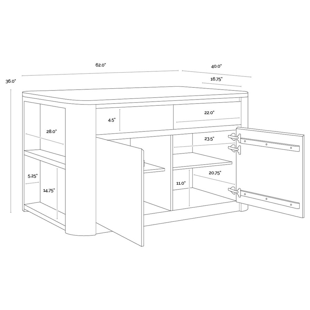 Club Collection By Sunpan Romilly Kitchen Island in Light Wash and White, , large