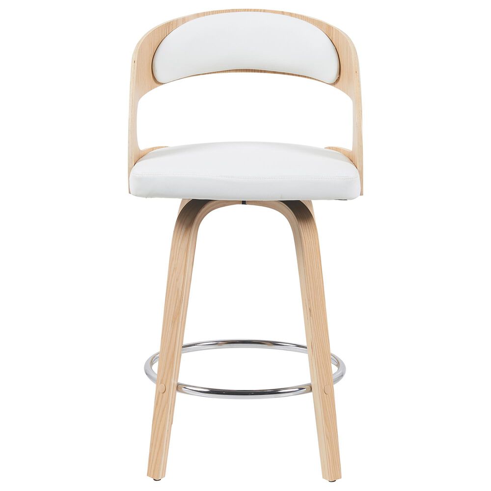 Armen Living Shelly Swivel Counter Height Stool in Oak, , large