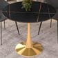 Leisuremod Leisuremod Bristol 31 round dining table Gold base with Black Sintered stone Top, , large