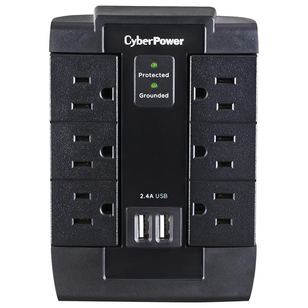 Cyber Power 6-Outlet Home Office Surge Protector in Black, , large