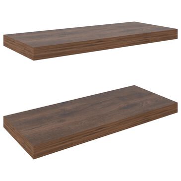 Hearth and Haven Ecco32" Floating Wall Shelf with Concealed Mounting in Dark Brown (Set of 2), , large