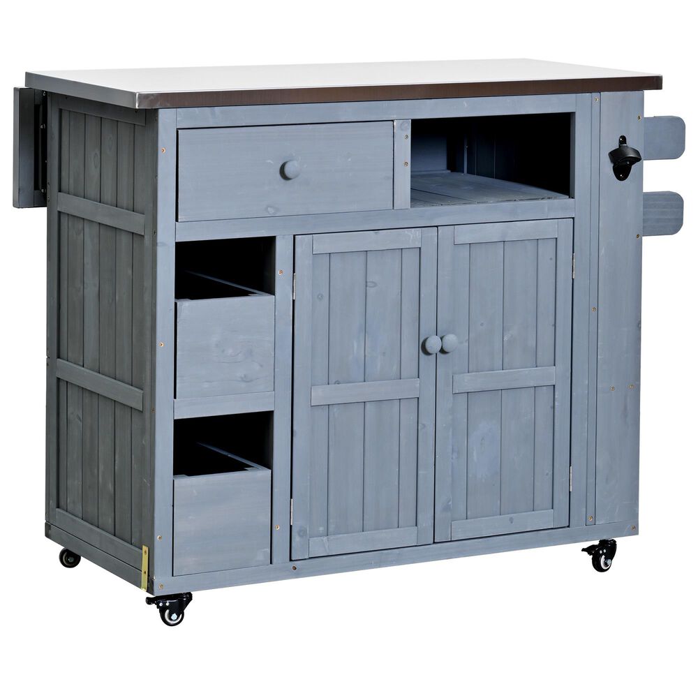 HOMLUX 41.9" Outdoor Extendable Kitchen Island in Gray, , large