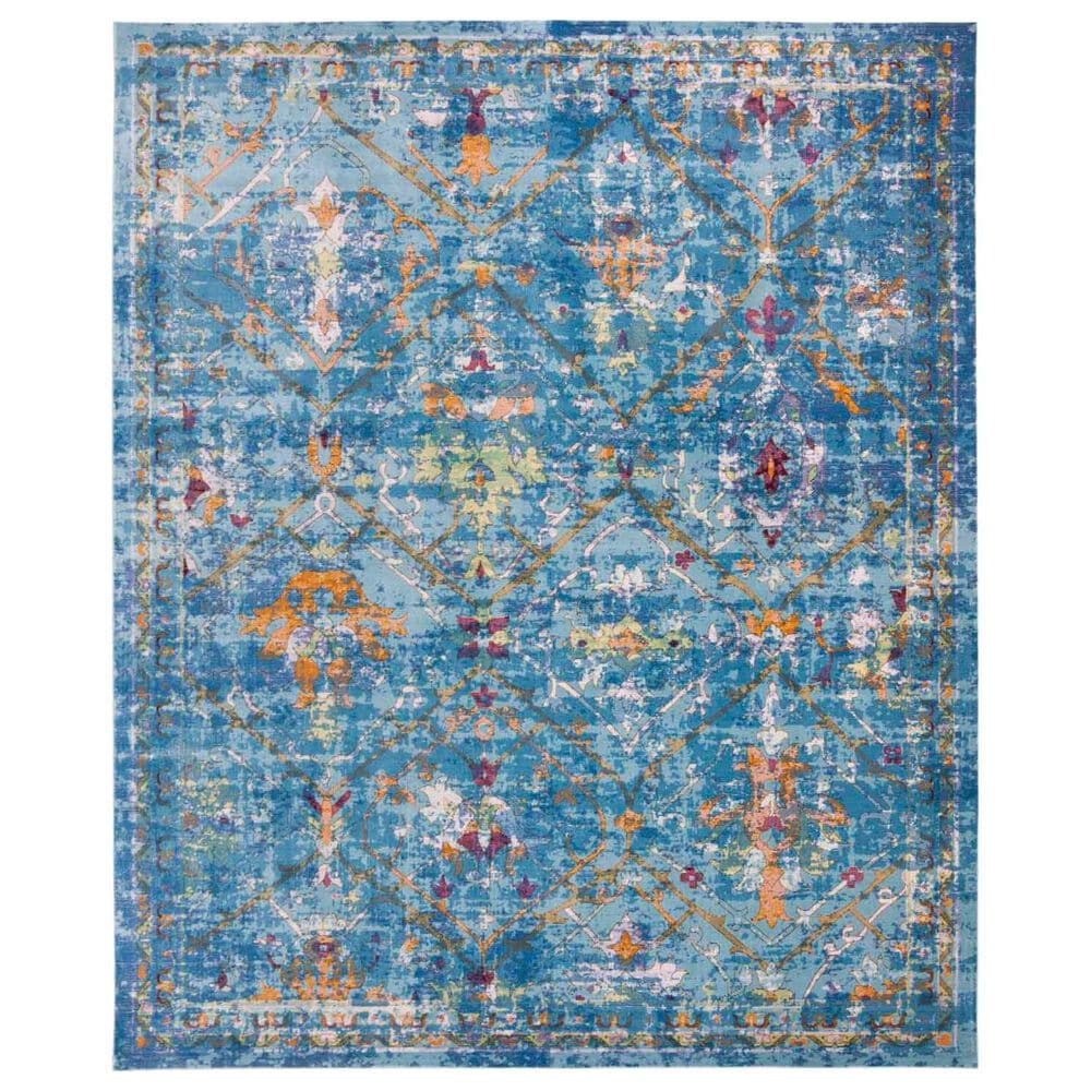 Safavieh Aria Oriental 8" x 10" Blue and Multicolor Area Rug, , large