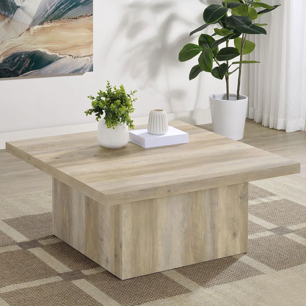 Pacific Landing Devar Square Coffee Table in Distressed Pine, , large