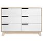 Babyletto Hudson 6 Drawer Double Dresser in Washed Natural and White, , large