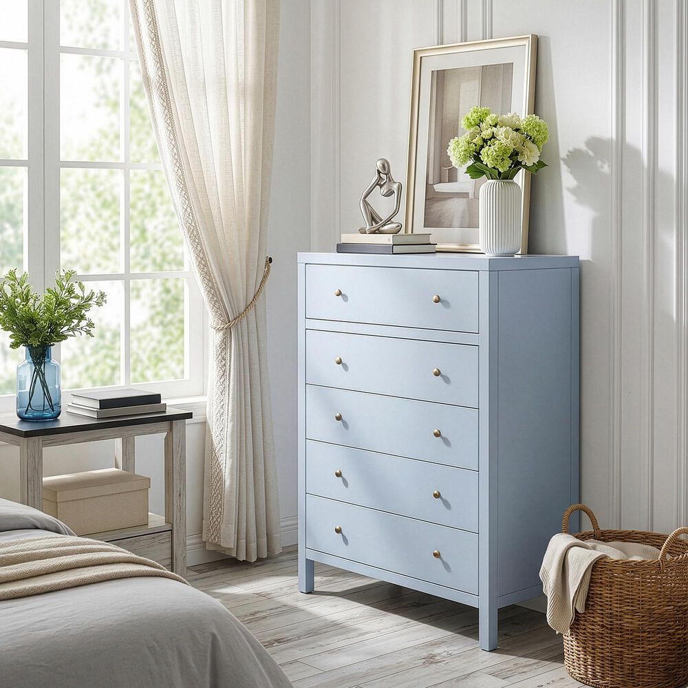 Butler Specialty Company Nora 5-Drawer Tall Dresser in Light Blue, , large