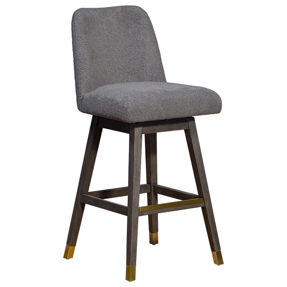 Blue River Amalie Swivel Barstool with Grey Boucle Cushion in Grey Oak, , large