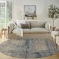 Nourison Rustic Textures Ivory, Deep Blue and Grey 7"10" Round Area Rug, , large