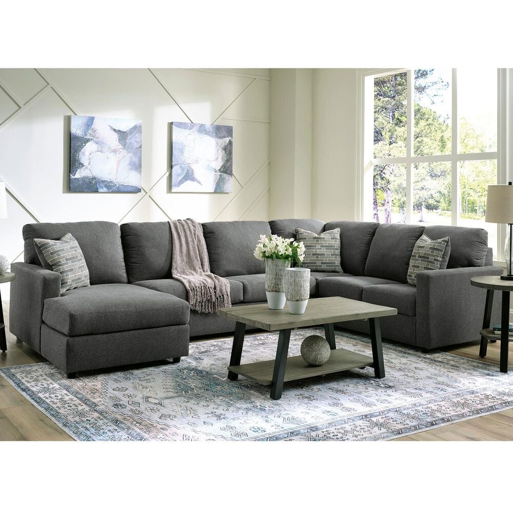 Ashley Edenfield 3-Piece Right Facing U-Shaped Sectional with Chaise in Charcoal, , large