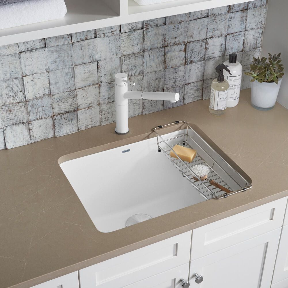 Blanco Liven 25&quot; Dual Mount Laundry Sink in White, , large