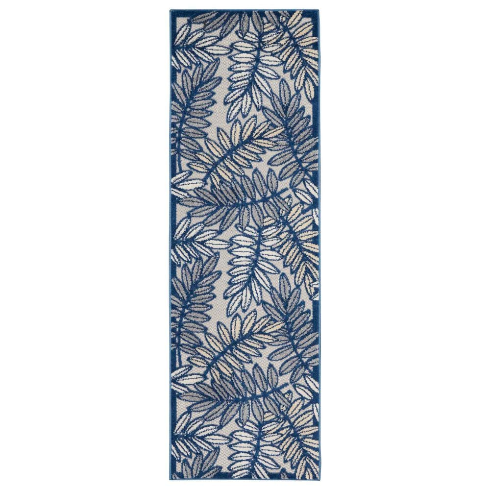 Nourison Aloha ALH18 2" x 6" Ivory and Navy Indoor/Outdoor Runner, , large