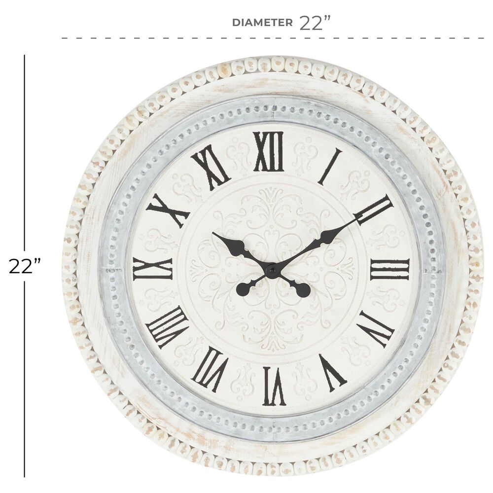 Maple and Jade 22&quot; Wall Clock in White, , large