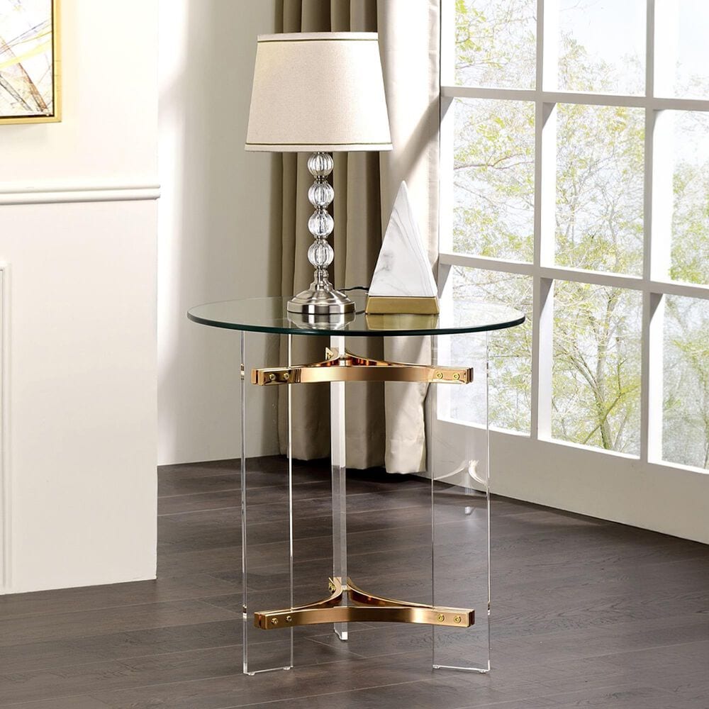 HOMLUX Sosi End Table in Clear and Gold, , large