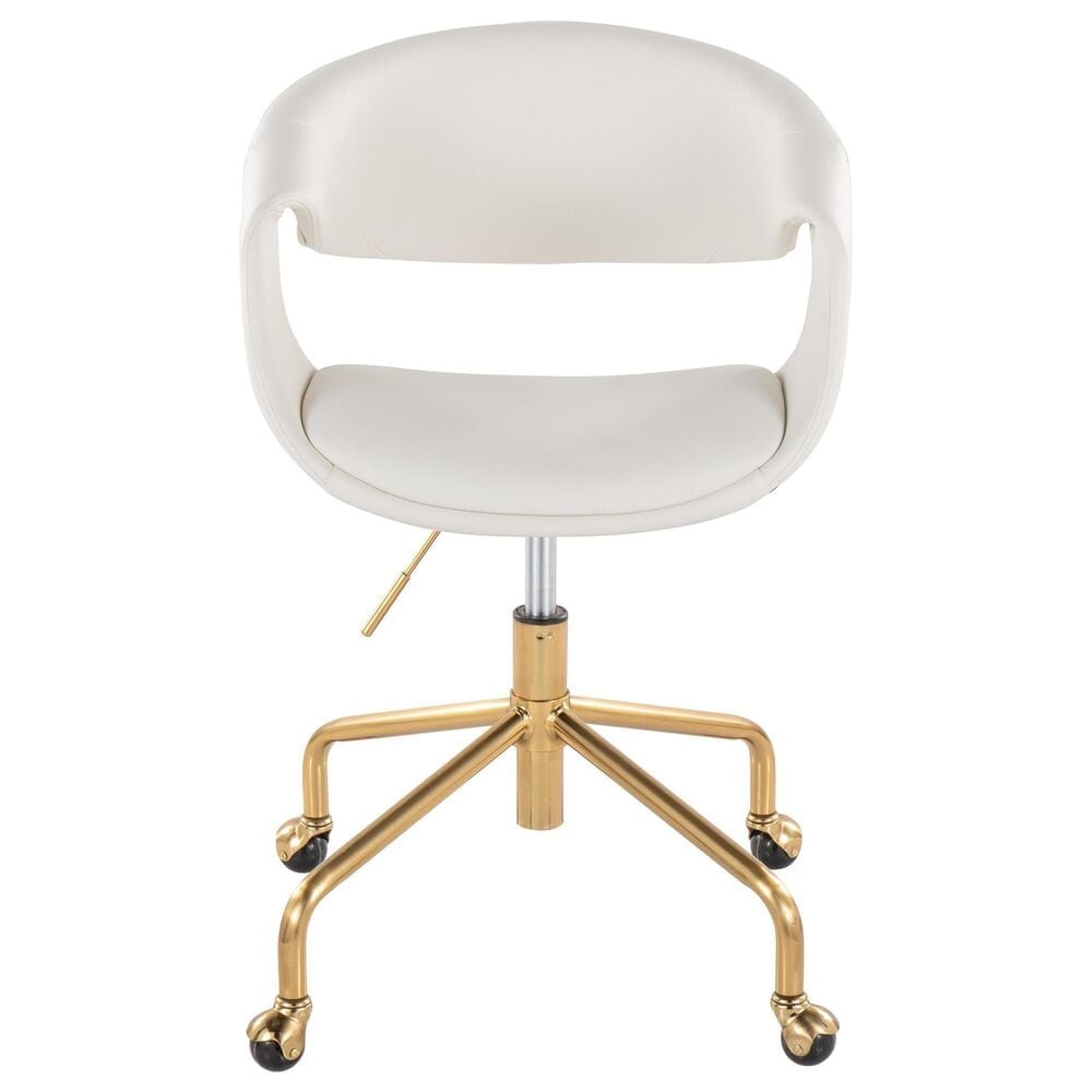 Lumisource Curvo Task Chair with White Cushion in Gold, , large